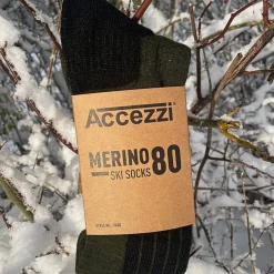 Accezzi Merino 80, skistrømper, 2 par, grøn