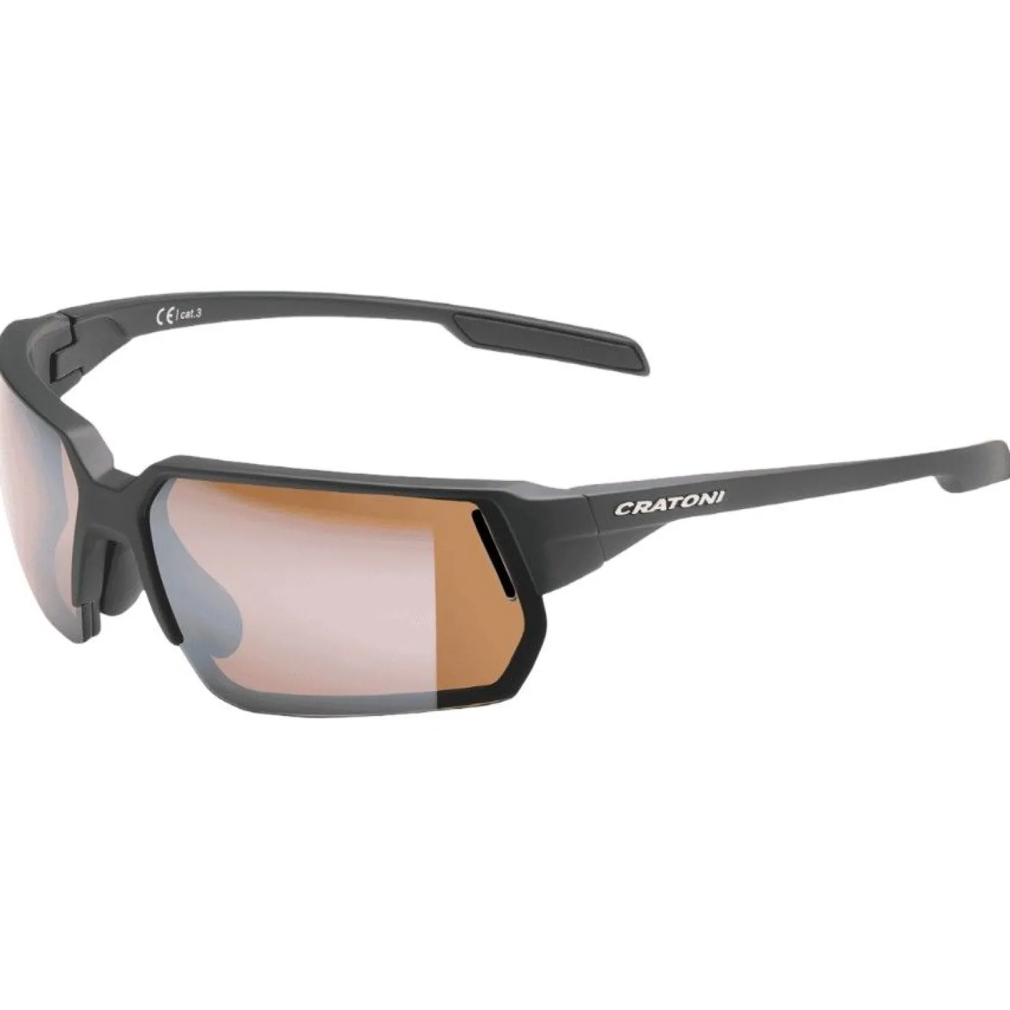 Cratoni C-Lite Color+ Sport Amber W/ Silver Mirror, solbrille, mat sort