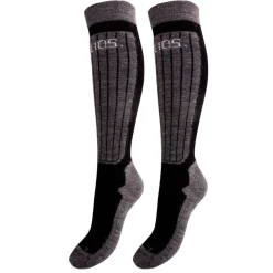 Helios Merino One 60, skistrømper, 2 par, sort