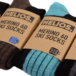 Helios Merino One 60, skistrømper, 2 par, lyseblå