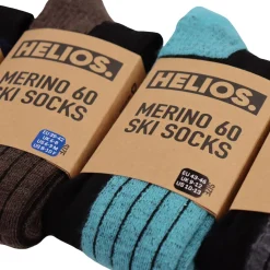 Helios Merino One 60, skistrømper, lyseblå