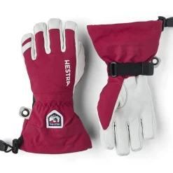 Hestra Army Leather Heli Ski Jr, skihandsker, junior, rød