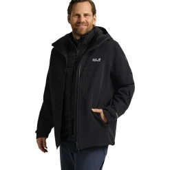 Jack Wolfskin Flowline 3in1, skijakke, herre, sort