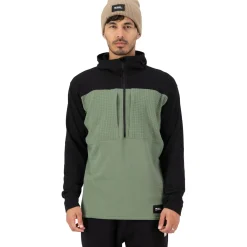 Mons Royale Offgrid Merino Fleece 1/2 Zip, trøje, herre, grøn/sort