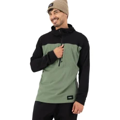 Mons Royale Offgrid Merino Fleece 1/2 Zip, trøje, herre, grøn/sort