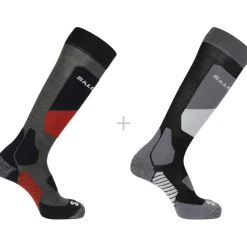 Salomon S/Access, skistrømper, 2-pak, sort/mørkegrå