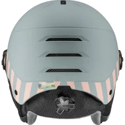 Uvex Rocket JR Visor, skihjelm med visir, junior, lysegrå/lyserød